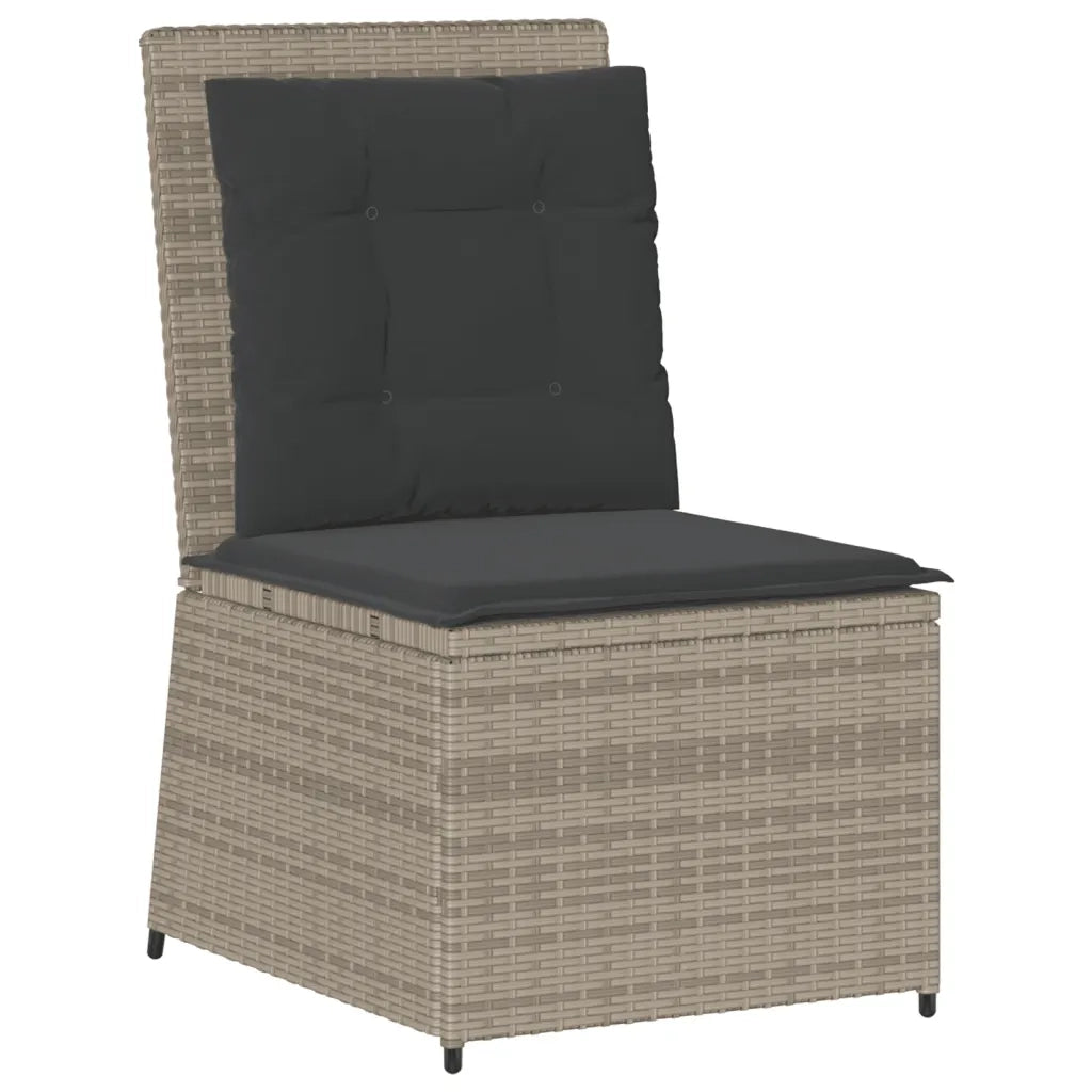 Divano Reclinabile Giardino Cuscini-Sofa da Giardino-Divano da esterno Grigio Chiaro in Polyrattan
