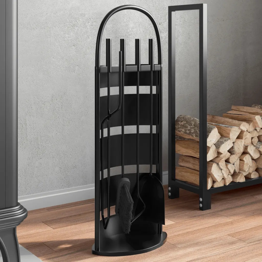Set di attrezzi per camino 5 pezzi 23x15x66 cm in acciaio 156374