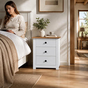 White Bedside Table, 46 X 40 X 57 Cm, Panama Pine