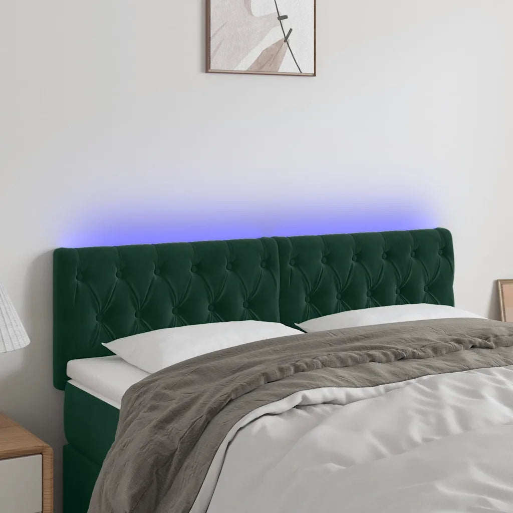Testiera a LED Verde Scuro 160x7x78/88 cm in Velluto