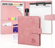 Cartellino A5 con clipboard, cartellino di conferenza in pelle con chiusura magnetica, clipboard con cartellino A5 e blocco note A5 e penna