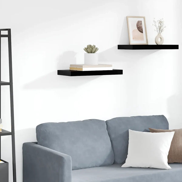 Scaffale a Parete Nero Lucido 50x23x3,8 cm in MDF 323766