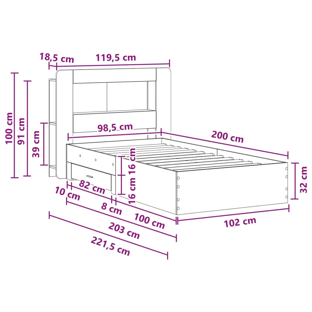 Telaio del letto con storage Legno antico 100 x 200 cm 3433826