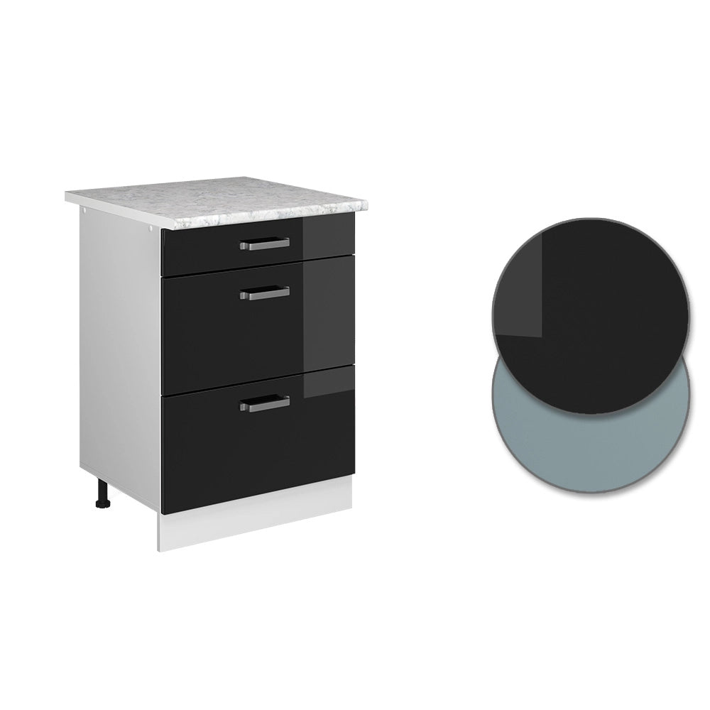 Vicco Base universale Nero lucido 60 cm con cassetti