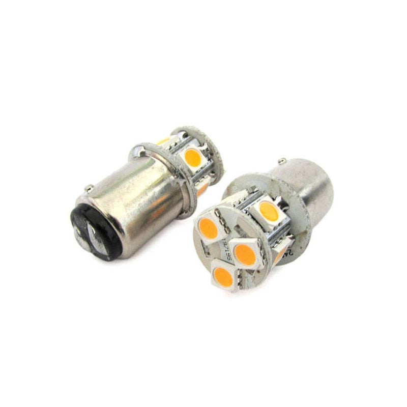 2 Lampade LED Barca BAY15D Bianco Caldo 12V 24V 2W No Polarità 8 SMD 5050 G18,5