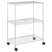 Scaffale a 3 Livelli con Ruote 60x35x81 cm Cromato 150 kg CFW7943702