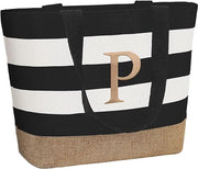 Borsa personalizzata per spiaggia, grande borsa con iniziali per donne, borsa per spese con cerniera, regali personalizzati per donne per amica, damigella d'onore, donna, collega (P)