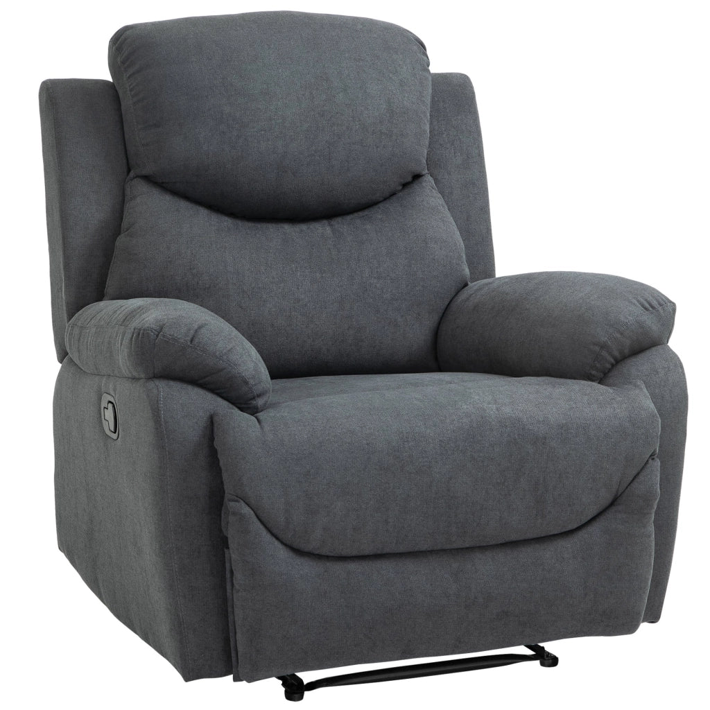 EasyComfort Poltrona Relax Manuale Ergonomica in Tessuto, Poltrona Reclinabile a 150° e Poggiapiedi per Casa e Ufficio, 93x88x102cm, Grigio Scuro