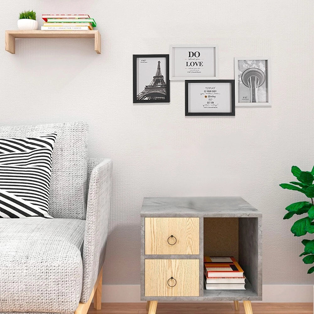Cornice Portafoto Multipla Mosaico Legno MDF Parete Bianco Nero 4 Foto Da 13x18 Cm