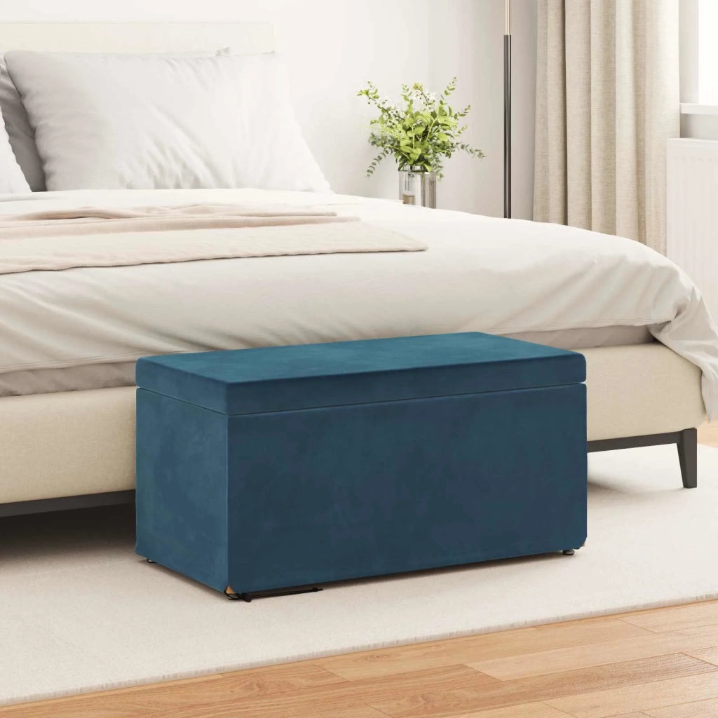 Pouf Blu 81 x 41 x 40 cm Velluto e Legno Ingegnerizzato 876779