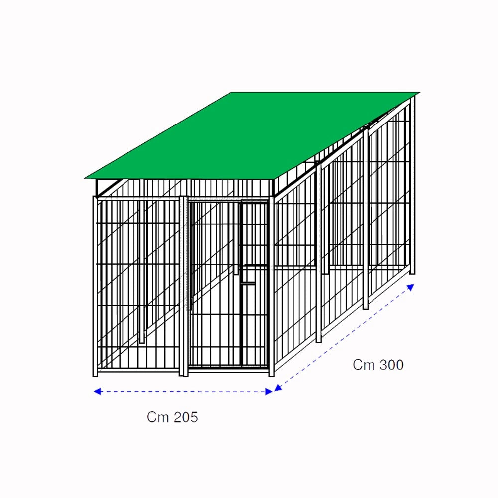 Recinto per cani 3x2 metri con copertura box modulare viteria compresa