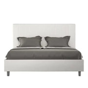 Letto matrimoniale con rete imbottito 160x200 similpelle bianco Goya