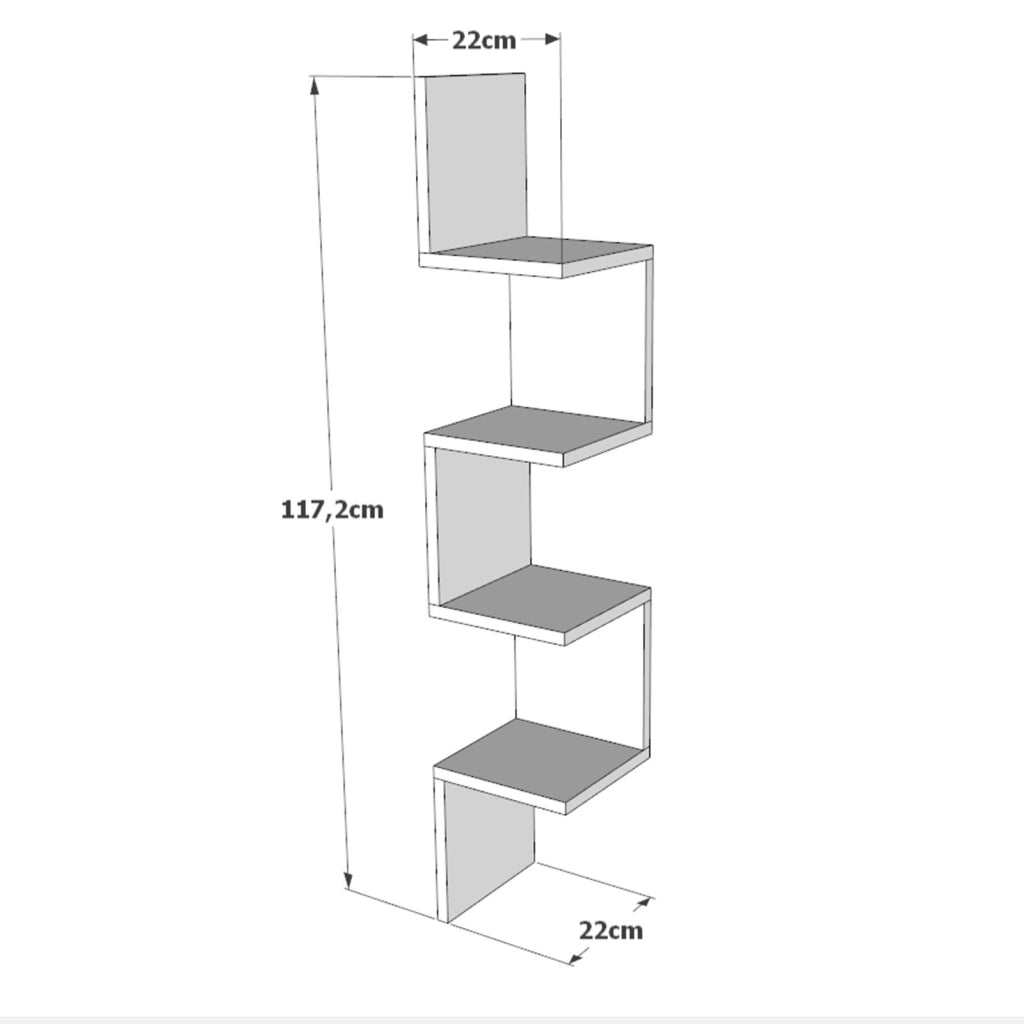 Mensola da parete in legno "WL9" - 22 x 22 x 117 cm - Bianco