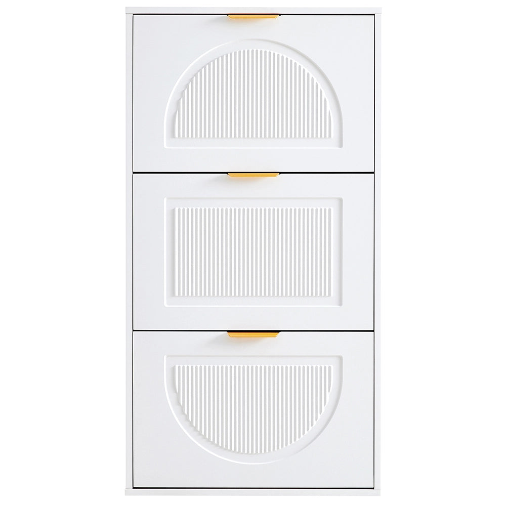 Mobile per scarpe stretto a 3 ante - Xylo - 60x24x114 cm - Bianco per corridoio o soggiorno