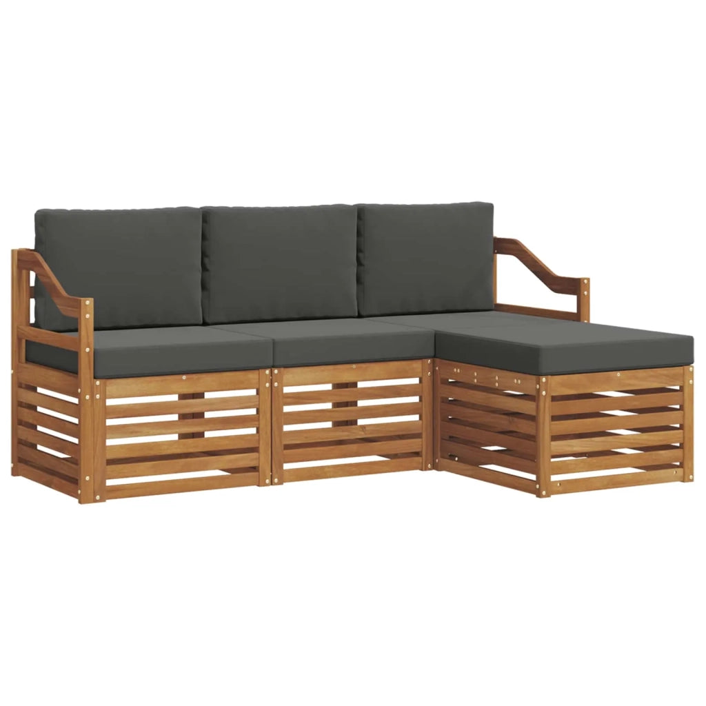 Set di divani da esterno con cuscino 4 pcs Naturale e Antracite 3374627