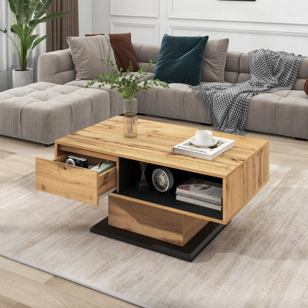 TAVOLO DA CAFFÈ 100x47x60 cm Effetto Quercia Naturale con cassetto