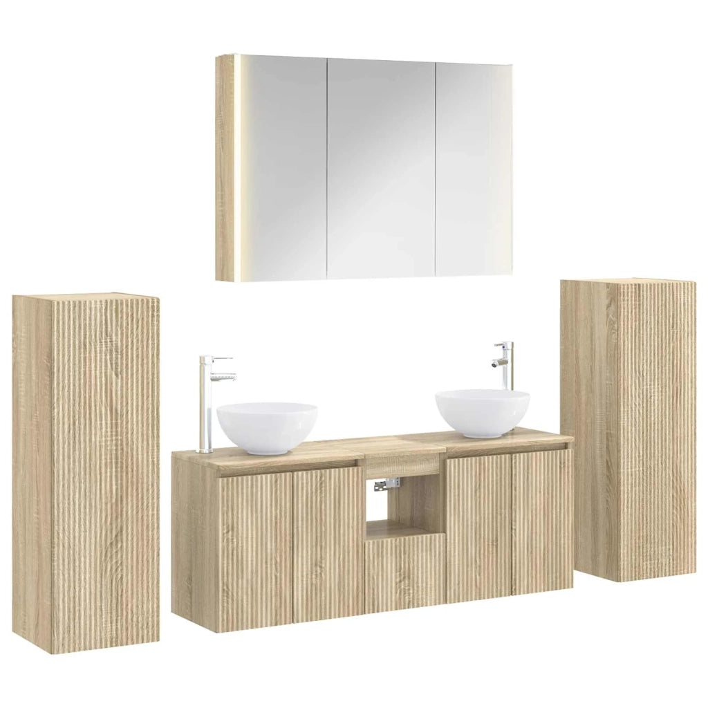 Set di mobili per il bagno 6 pcs Rovere Sonoma 3407153