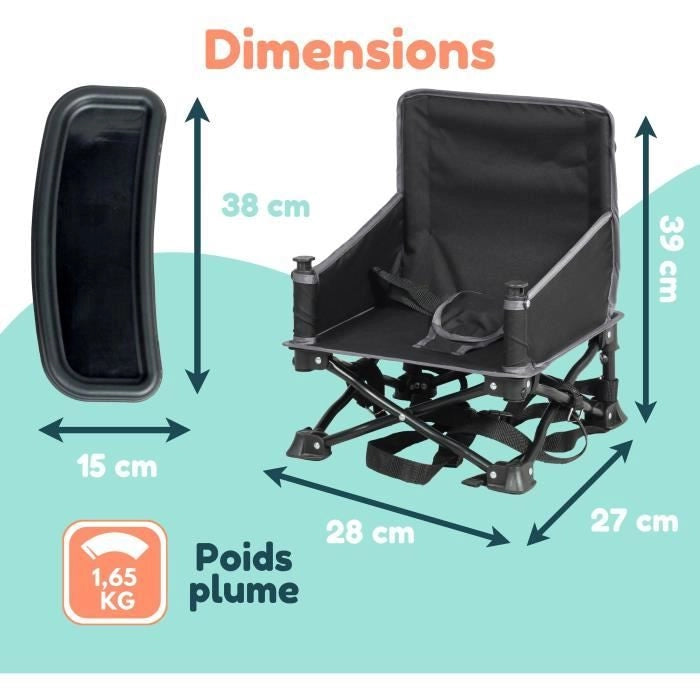 BAMBISOL - Rialzo portatile trasformabile in seggiolone - Tablet rimovibile, pieghevole veloce e compatto, borsa per il trasporto