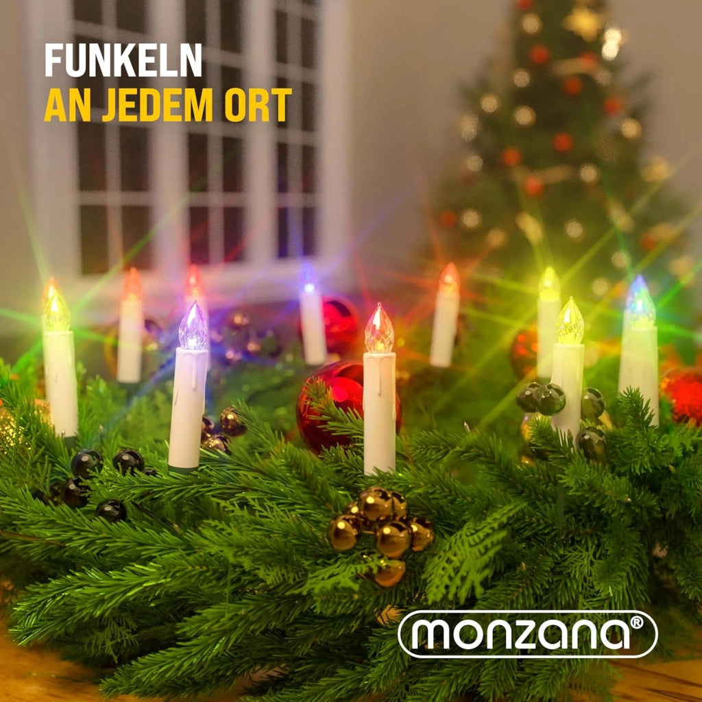 ® Set 30 Candele a LED Albero di Natale Multicolore Batteria Wireless con Timer e Telecomando Lucine Natalizie
