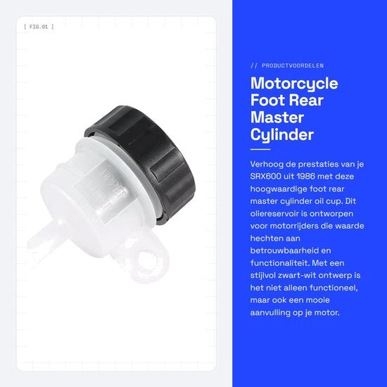 Reservatorio per Remvloeistof per Motocicletta con ABS - Materiale Duraturo - Cuppola per Olio - Pistone di Cilindro Principale - Pedivano Posteriore - Reservatorio per Olio Motore