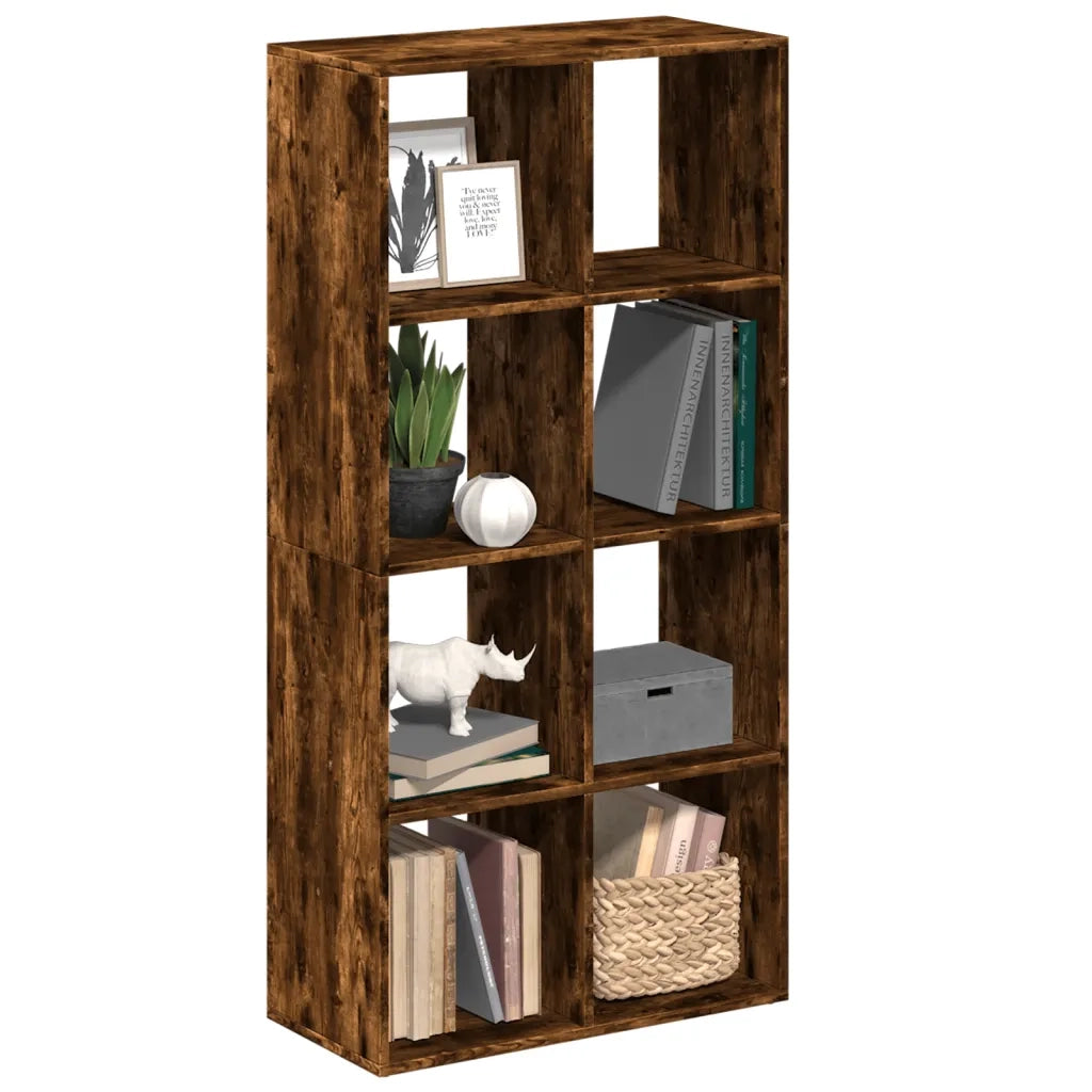 Libreria Divisorio-Scaffale per Libri-Mobile di Stoccaggio Rovere Fumo 69,5x29x137,5cm in Truciolato