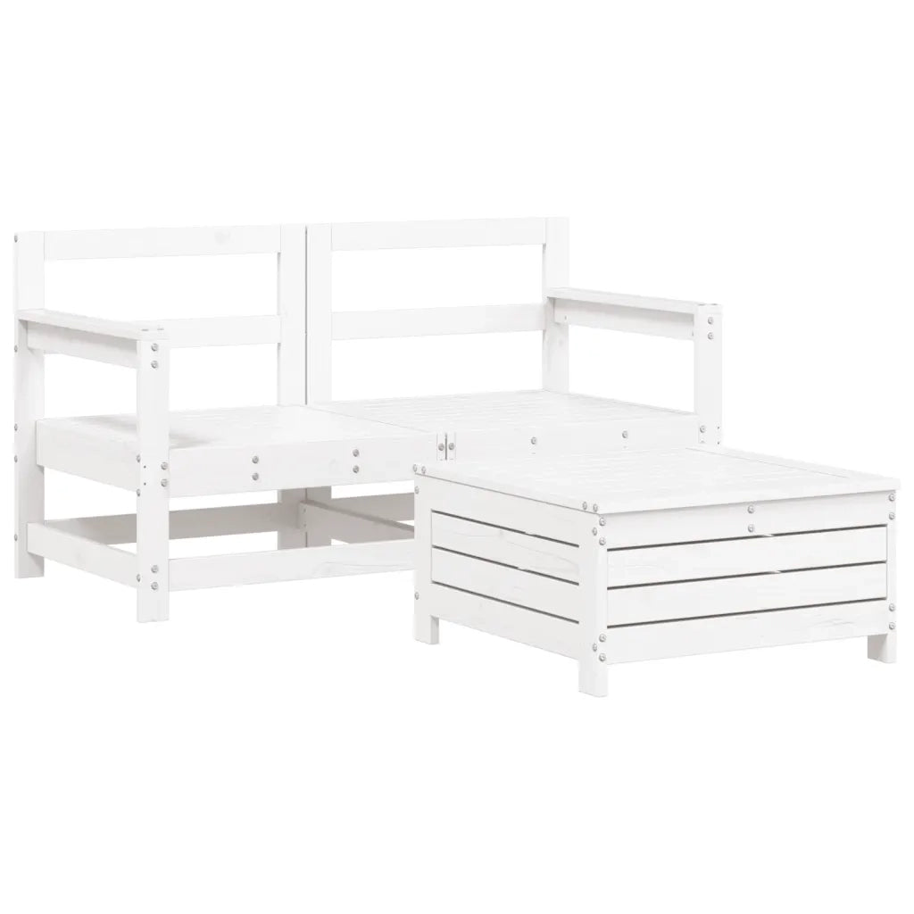 Set Divani da Giardino 3 pz Bianco in Legno Massello di Pinocod mxl 116997