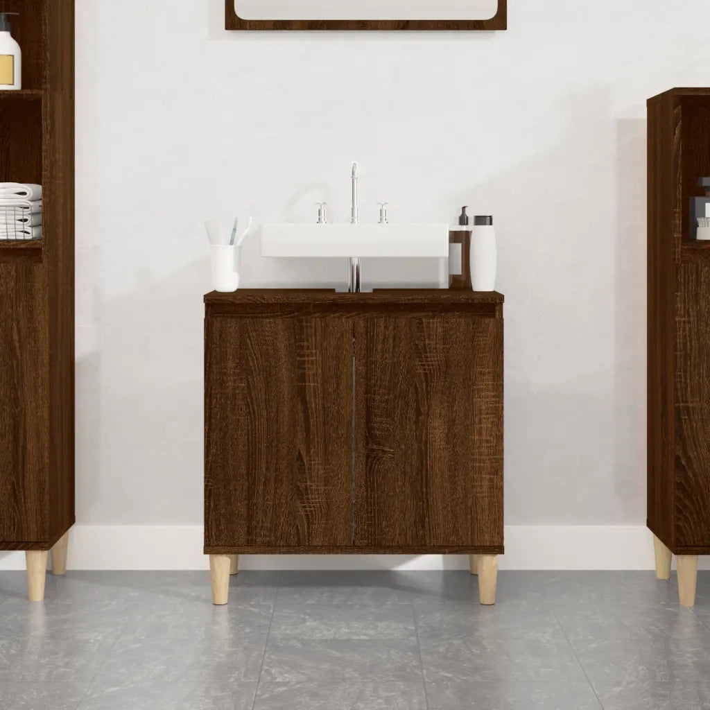 Mobile Lavabo | Armadio Lavabo Rovere Marrone 58x33x60 cm in Legno Multistrato
