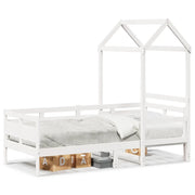 Letto singolo | Letto per adulti | Dormeuse con Tetto 80x200 cm Bianco in Legno Massello di Pino