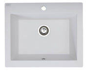 Lavello a vasca singola con grembiule – lavello ceramica 63×49 cm, sifone salvaspazio incluso