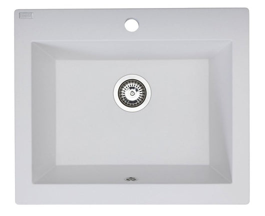 Lavello a vasca singola con grembiule – lavello ceramica 63×49 cm, sifone salvaspazio incluso