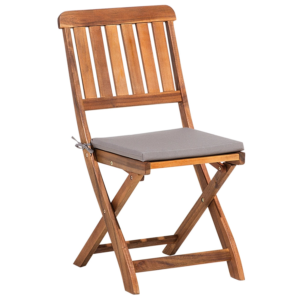 Set da pranzo da giardino Sedie pieghevoli in legno di acacia con cuscini 6 posti 140 x 75 cm