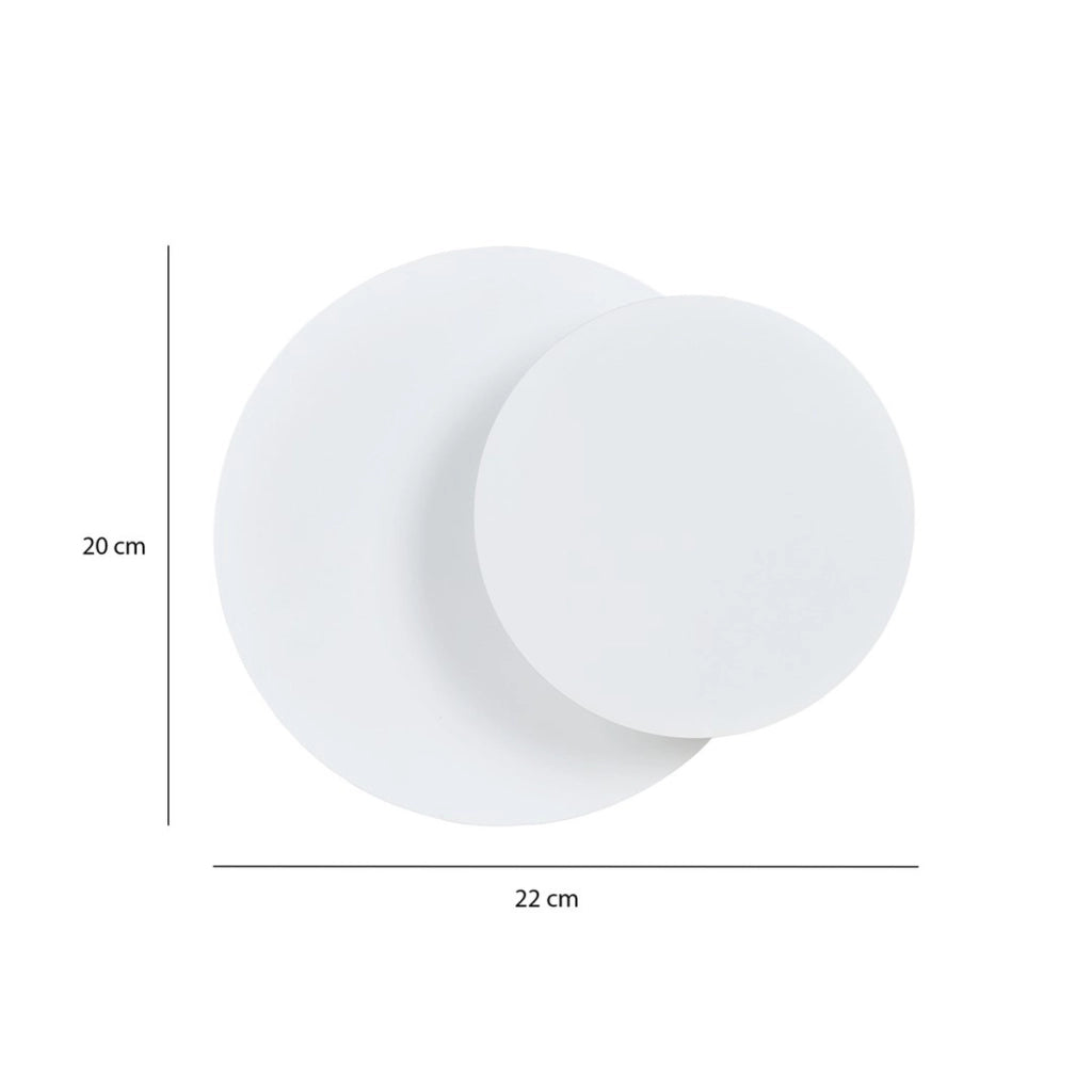 Lampada da parete Circle in acciaio bianco opaco e legno