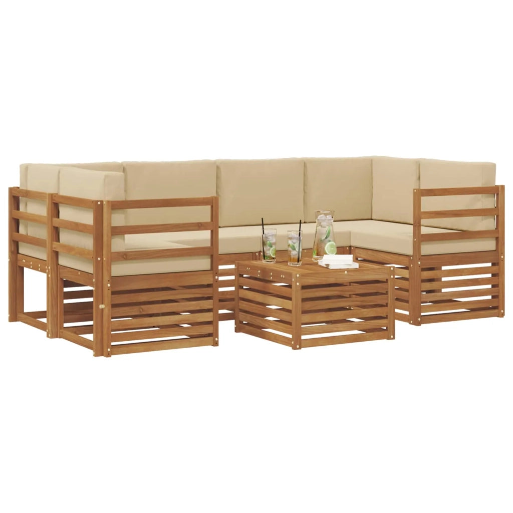 Set di divani da esterno 7 pz Naturale e Beige 3374433