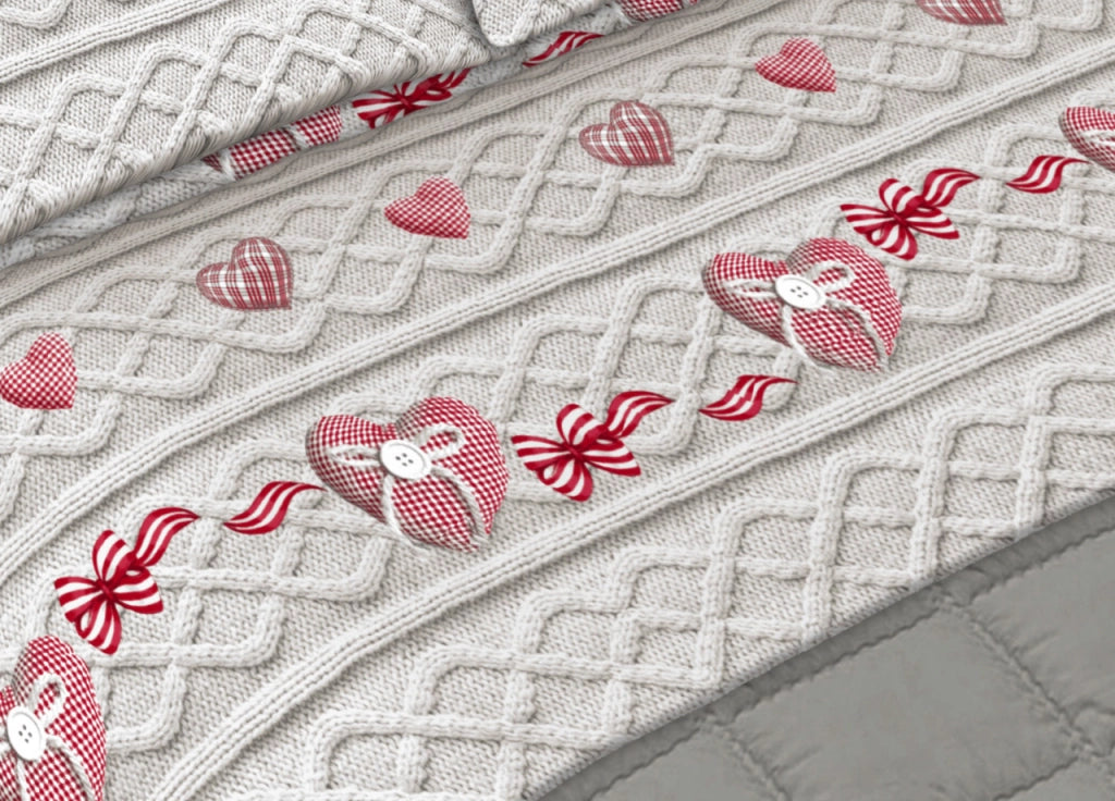 Completo Lenzuola Letto 100% Cotone Made Italy Disegno Cuori CN - Singolo - Cuori