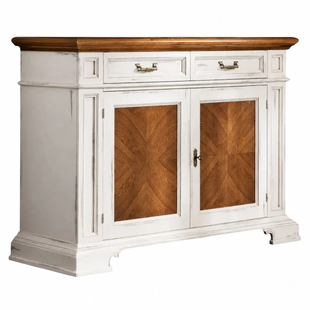 Credenza con piattaia classica legno shabby 140x48x205 - Mobili 2G