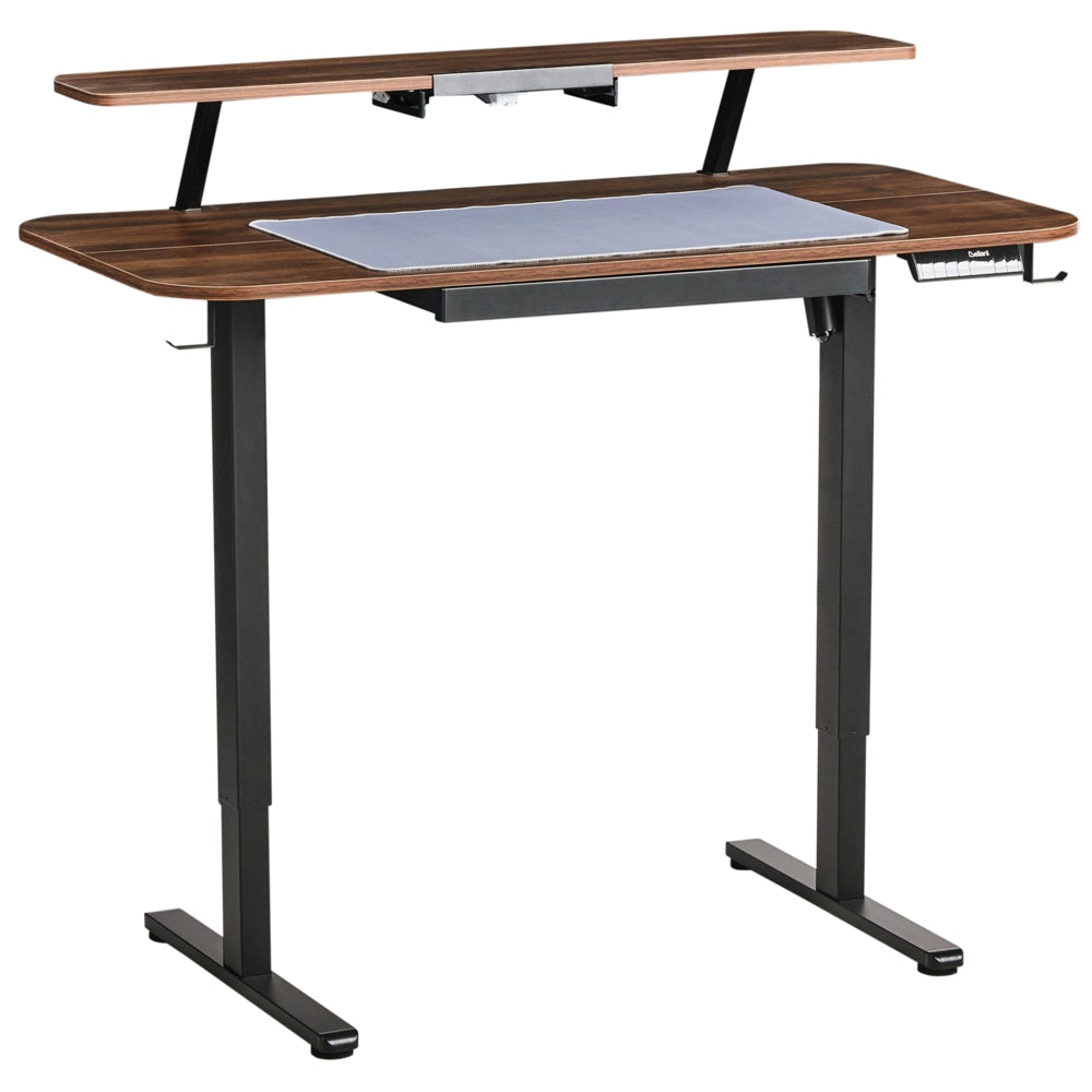 Scrivania elettrica regolabile Piano marrone Struttura e gambe in acciaio nero 120 x 60 Stand and Sit Home Office Stand and Sit Tappetino per mouse Design scandinavo moderno