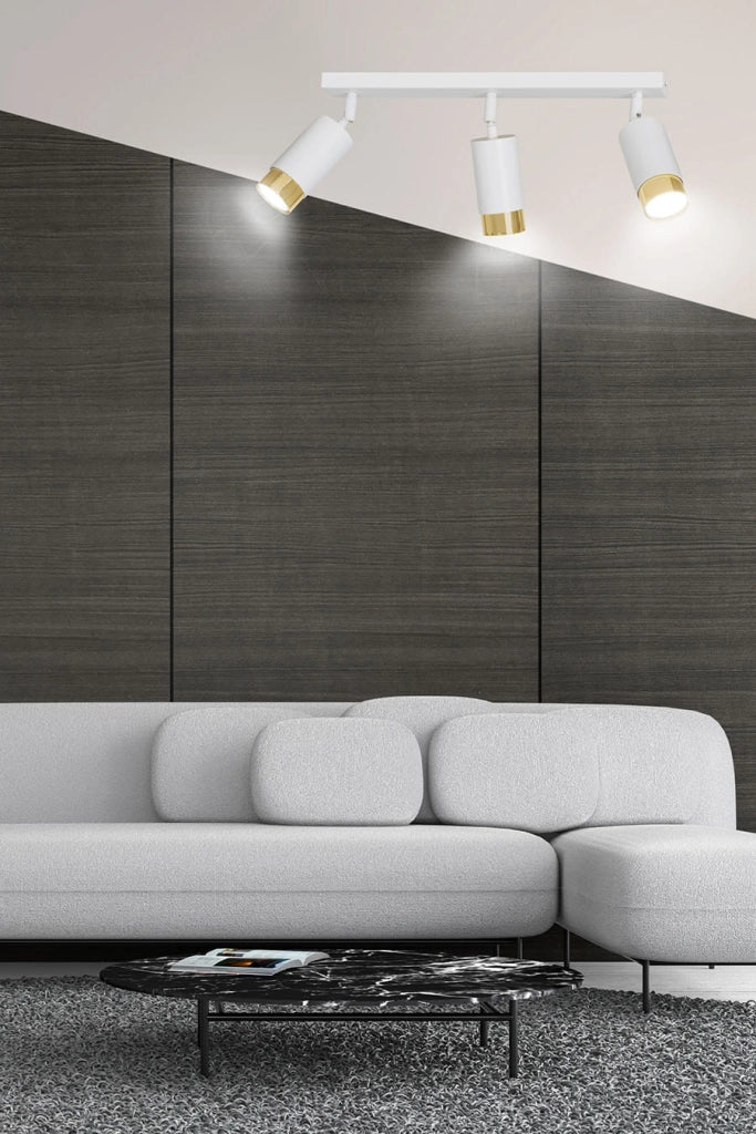 Plafoniera Emibig Hiro 3xGU10 bianco/ottone a barra regolabile