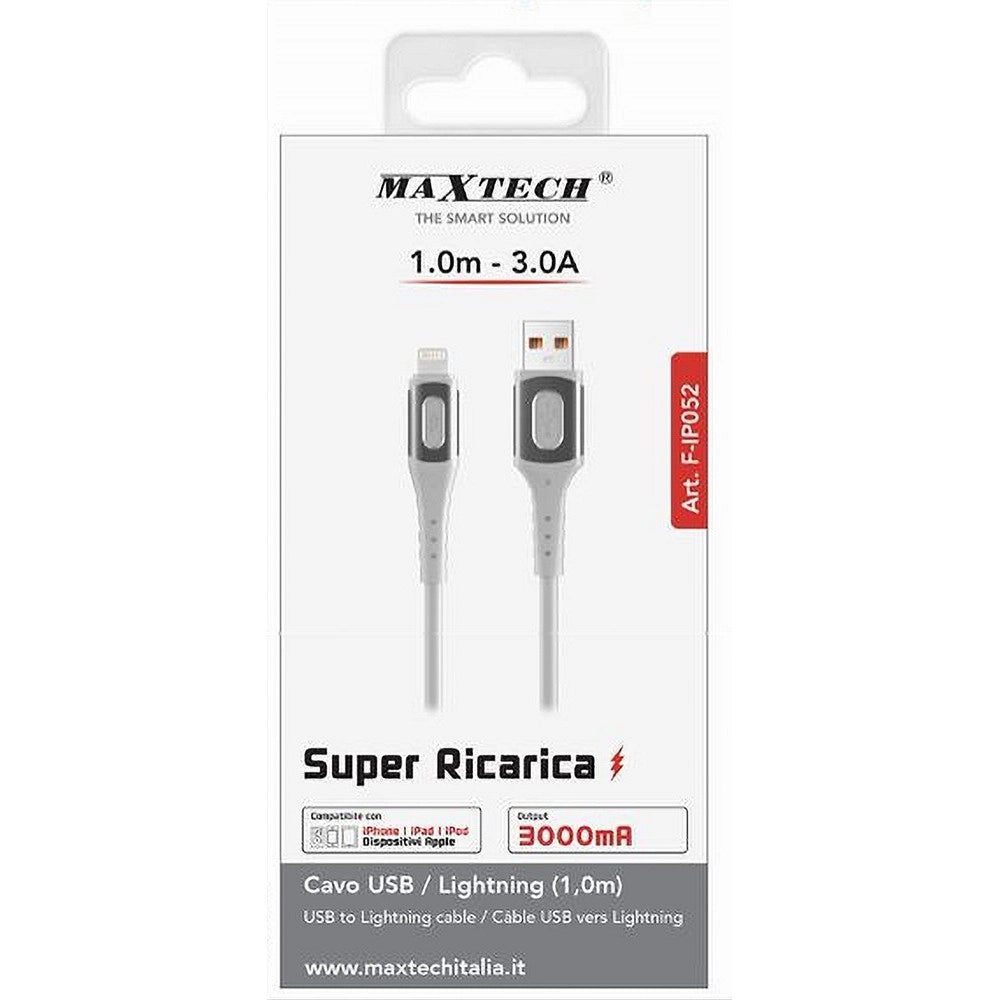Trade Shop - Cavo Ricarica Super Trasmissione Dati Usb A Lightning 3a 1mt Iphone Ipad F-ip052 -