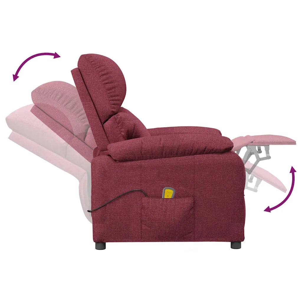 Poltrona Massaggiante Reclinabile Rosso Vino in Tessuto cod mxl 31854