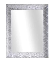 Mobili2g - specchiera laccata bianco lucido con particolari foglia argento brillante rettangolare- misure: l.90 x h.148 x p.5