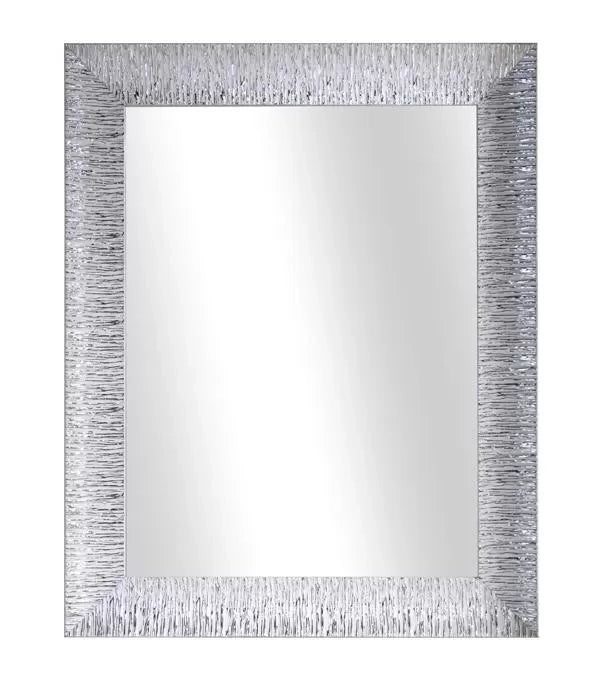 Mobili2g - specchiera laccata bianco lucido con particolari foglia argento brillante rettangolare- misure: l.90 x h.148 x p.5
