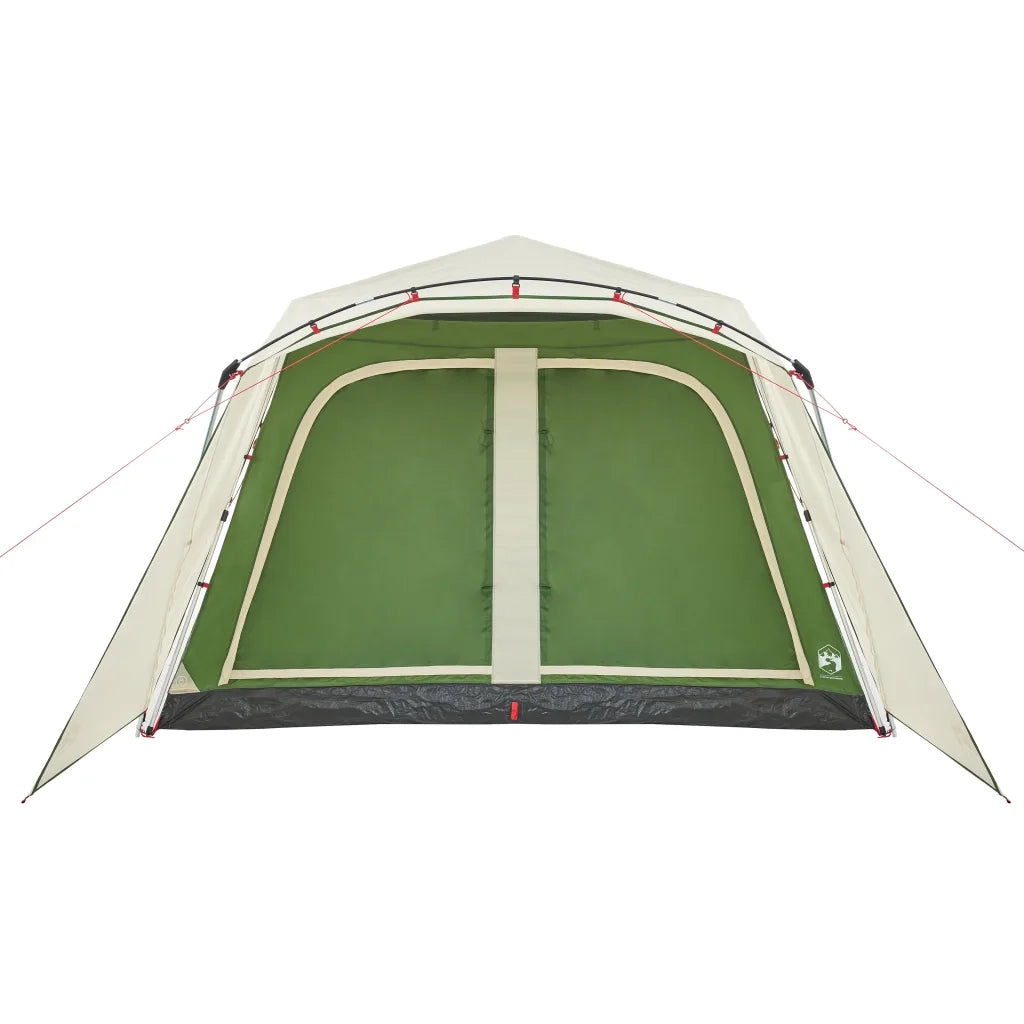 Tenda Familiare con Portico 9 Persone-Tenda da campeggio Verde a Rilascio Rapido