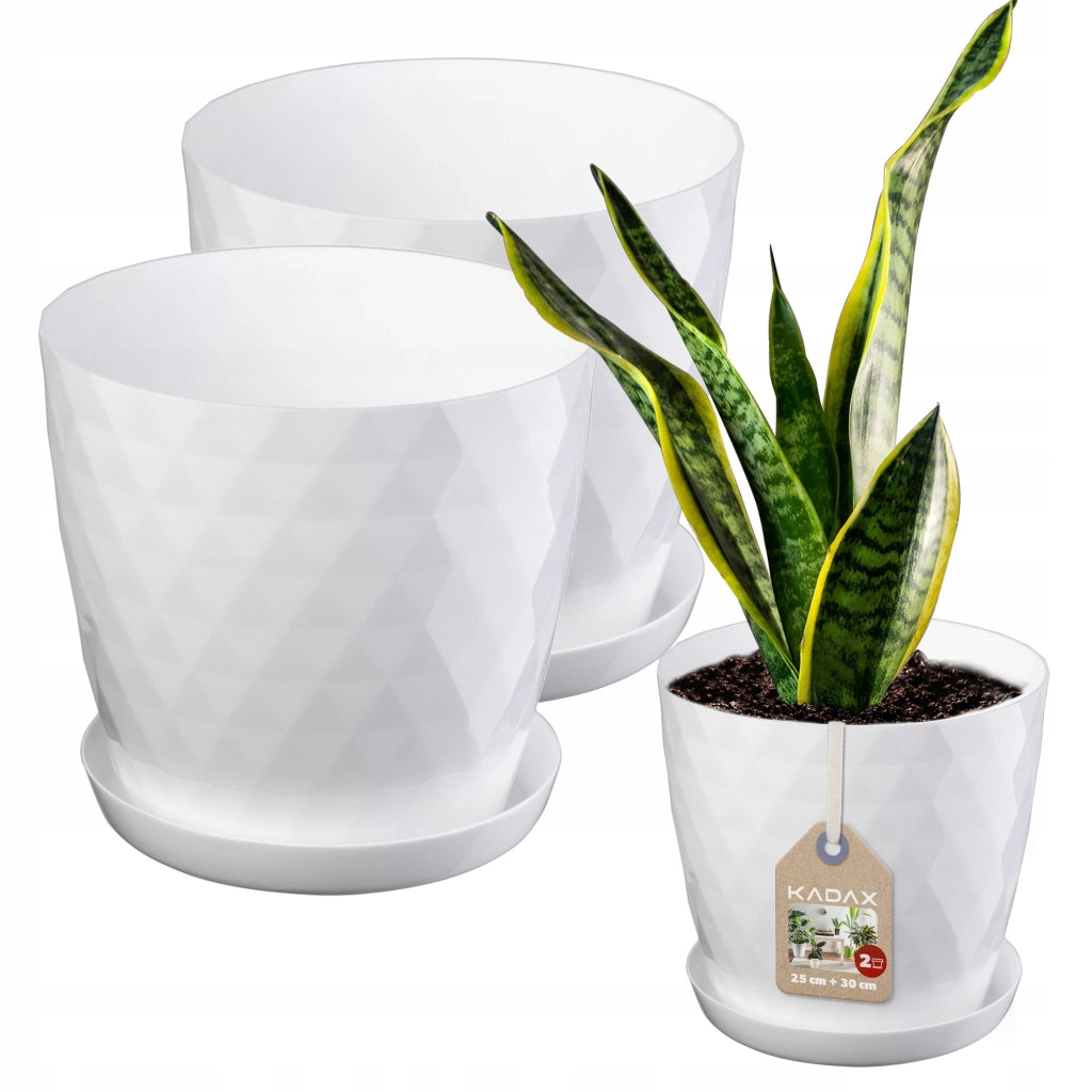 Vaso da fiori KADAX, coprivaso, 25+30 cm, supporto per fiori, plastica bianca, 2 pezzi.