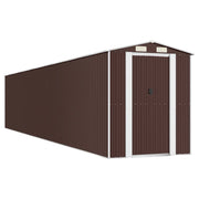 Casetta da giardino cabina ripostiglio capanno da esterno capanno per attrezzi robusta scura 192 x 1021 x 223 cm acciaio zincato marrone 02_0022315