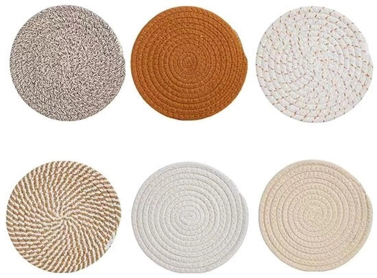 Set di sottopiedi in cotone - resistente al calore - confezione da 6 - 18 cm - assorbente