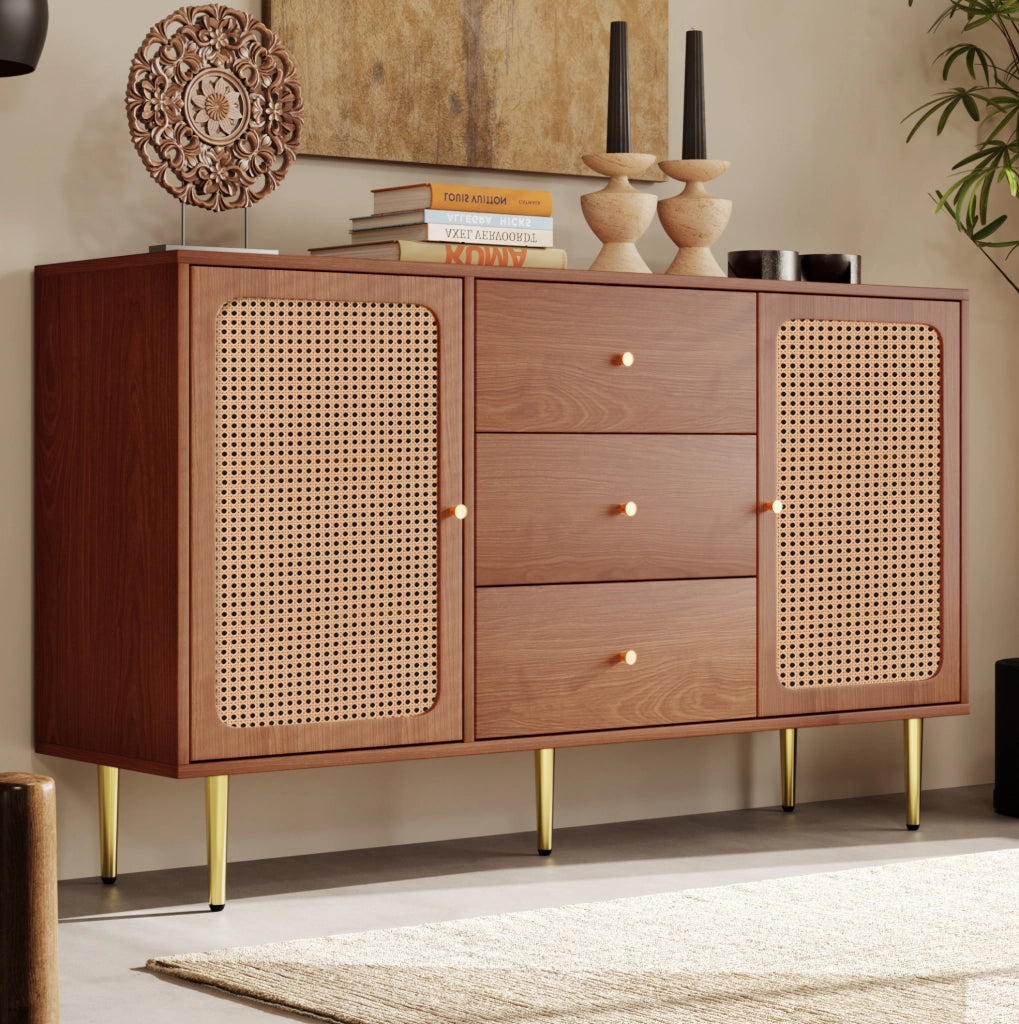 Credenza 150 cm noce con 2 ante e 3 cassetti
