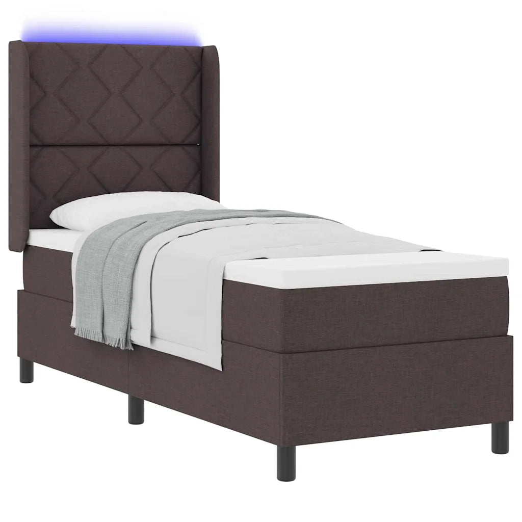 Letto a Sorgente LED Marrone Scuro 80 x 200 cm Tessuto 3343535