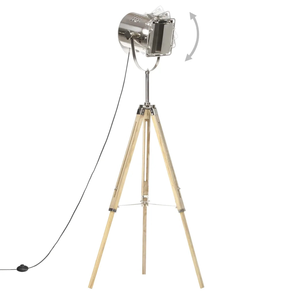 Lampada da Terra a Treppiede Legno Massello di Mango 140 cm 286116