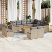Set Divano da Giardino 13 pz con Cuscini Beige Misto Polyrattan
