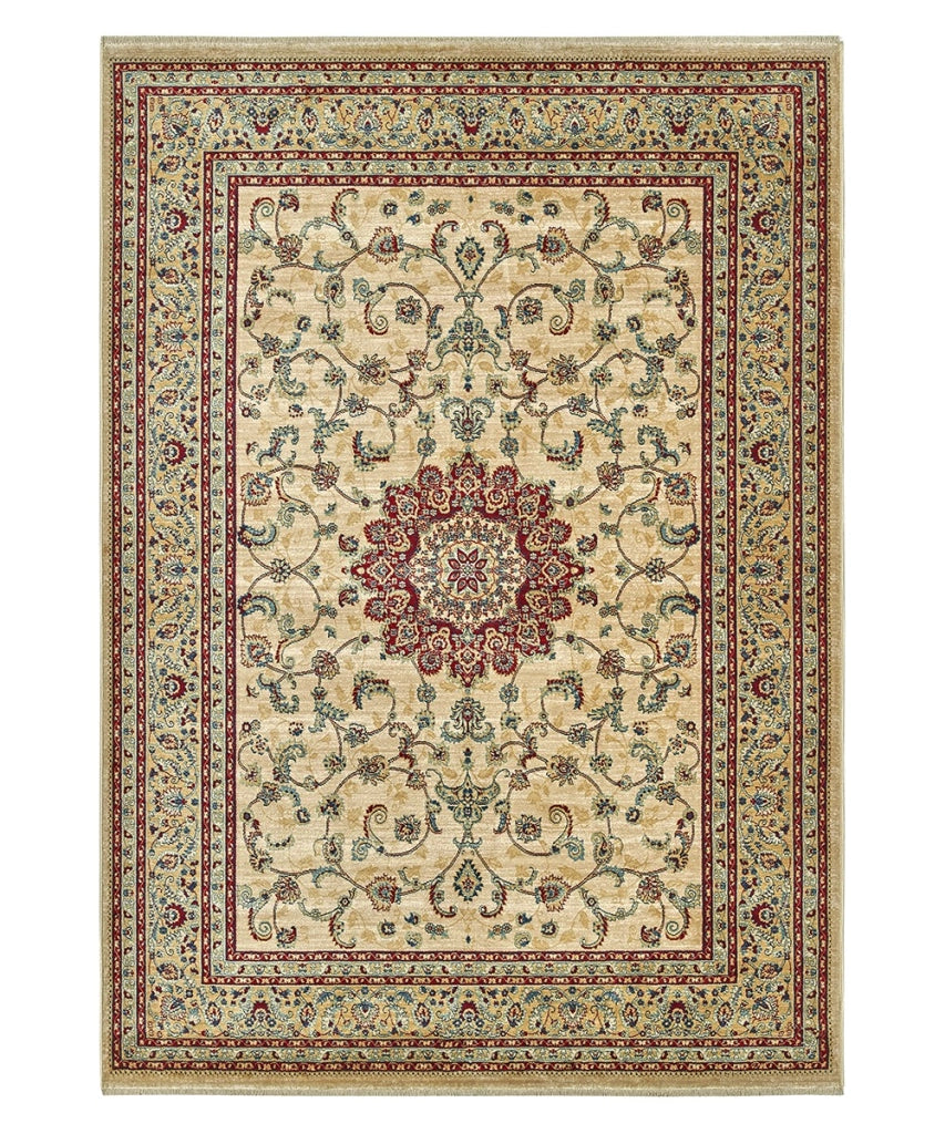 Tappeto KAZAKH 2154 beige e rosso cm.200x300 stile orientale persiano alta qualità con effetto lucente